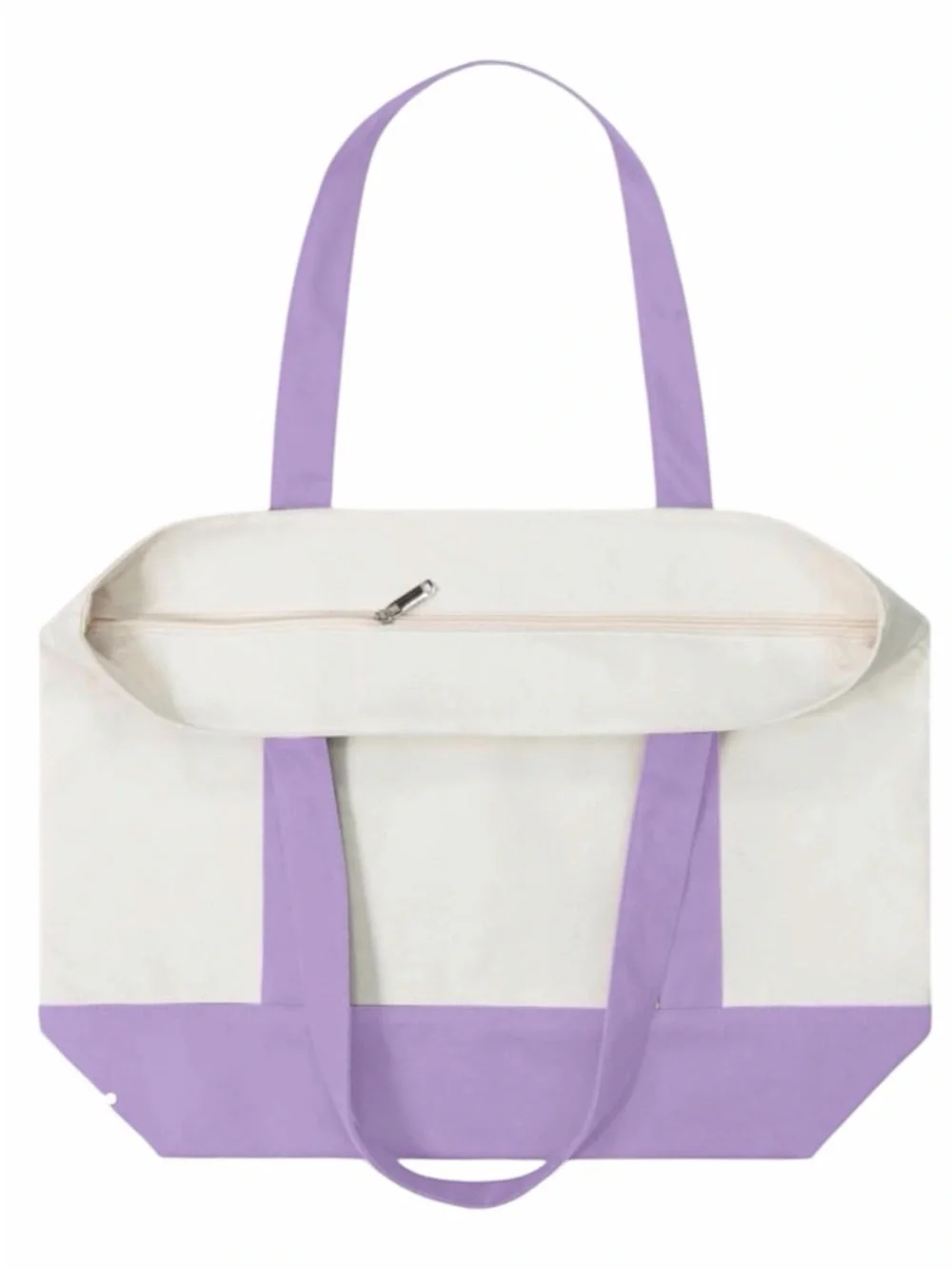 Cotton Canvas Large Tote Bag with Lavender Accents - NWT